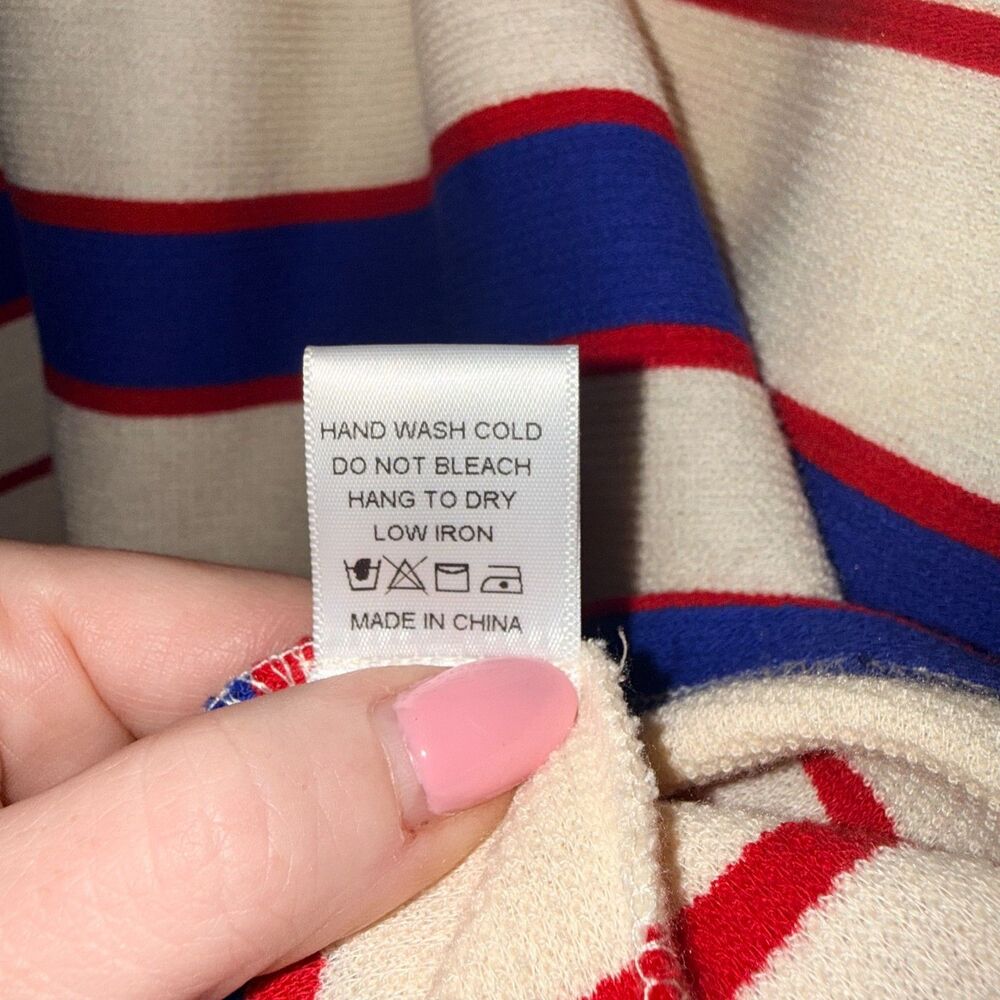 Tuckernuck Pomander Place Bradley Striped Knit Polo Dress - Cream/Red/Blue S - Picture 6 of 7